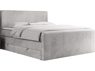 Łóżko kontynentalne KING DOREN 120x200 - H3 - jasnoszary, welwet