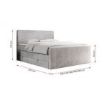 Łóżko kontynentalne KING DOREN 120x200 - H3 - jasnoszary, welwet