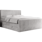 Łóżko kontynentalne KING DOREN 200x200 - H3 - jasnoszary, welwet