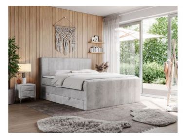 Łóżko kontynentalne KING DOREN 120x200 - H4 - jasnoszary, welwet