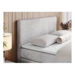 Łóżko kontynentalne KING DOREN 180x200 - H4 - jasnoszary, welwet