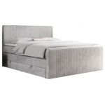 Łóżko kontynentalne KING DOREN 200x200 - H4 - jasnoszary, welwet