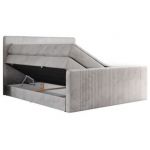 Łóżko kontynentalne KING DOREN 200x200 - H4 - jasnoszary, welwet