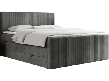 Łóżko kontynentalne KING DOREN 200x200 - H3 - ciemnoszary, welwet