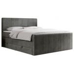 Łóżko kontynentalne KING DOREN 200x200 - H3 - ciemnoszary, welwet