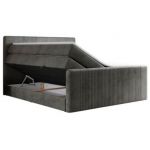 Łóżko kontynentalne KING DOREN 140x200 - H4 - ciemnoszary, welwet