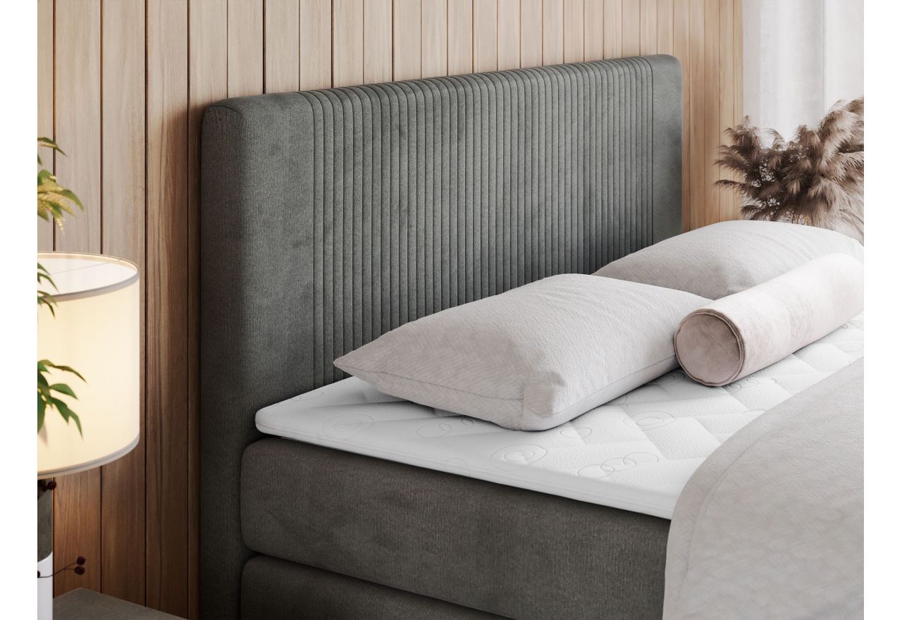 Łóżko kontynentalne KING DOREN 160x200 - H4 - ciemnoszary, welwet