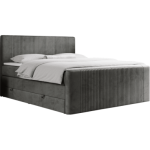 Łóżko kontynentalne KING DOREN 200x200 - H4 - ciemnoszary, welwet