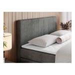 Łóżko kontynentalne KING DOREN 200x200 - H4 - ciemnoszary, welwet
