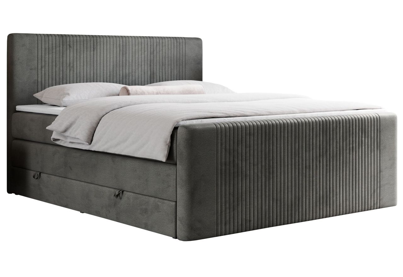 Łóżko kontynentalne KING DOREN 200x200 - H4 - ciemnoszary, welwet