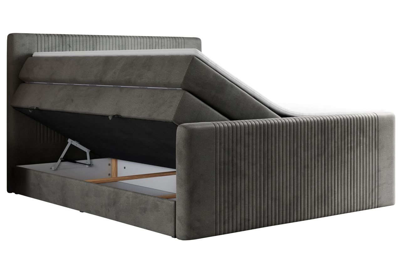 Łóżko kontynentalne KING DOREN 200x200 - H4 - ciemnoszary, welwet