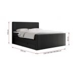 Łóżko kontynentalne KING DOREN 120x200 - H3 - czarny, ekoskóra