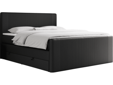 Łóżko kontynentalne KING DOREN 140x200 - H3 - czarny, ekoskóra