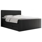 Łóżko kontynentalne KING DOREN 180x200 - H3 - czarny, ekoskóra