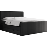 Łóżko kontynentalne KING DOREN 200x200 - H3 - czarny, ekoskóra