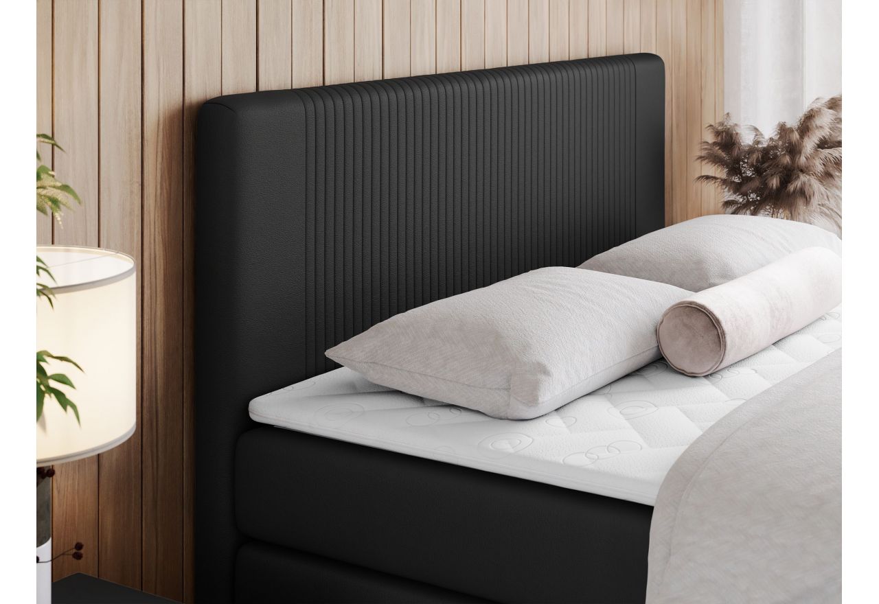 Łóżko kontynentalne KING DOREN 200x200 - H3 - czarny, ekoskóra