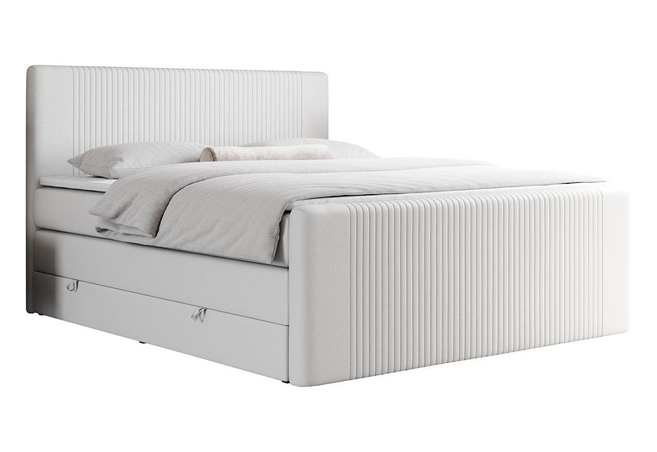 Łóżko kontynentalne KING DOREN 120x200 - H3 - biały, ekoskóra