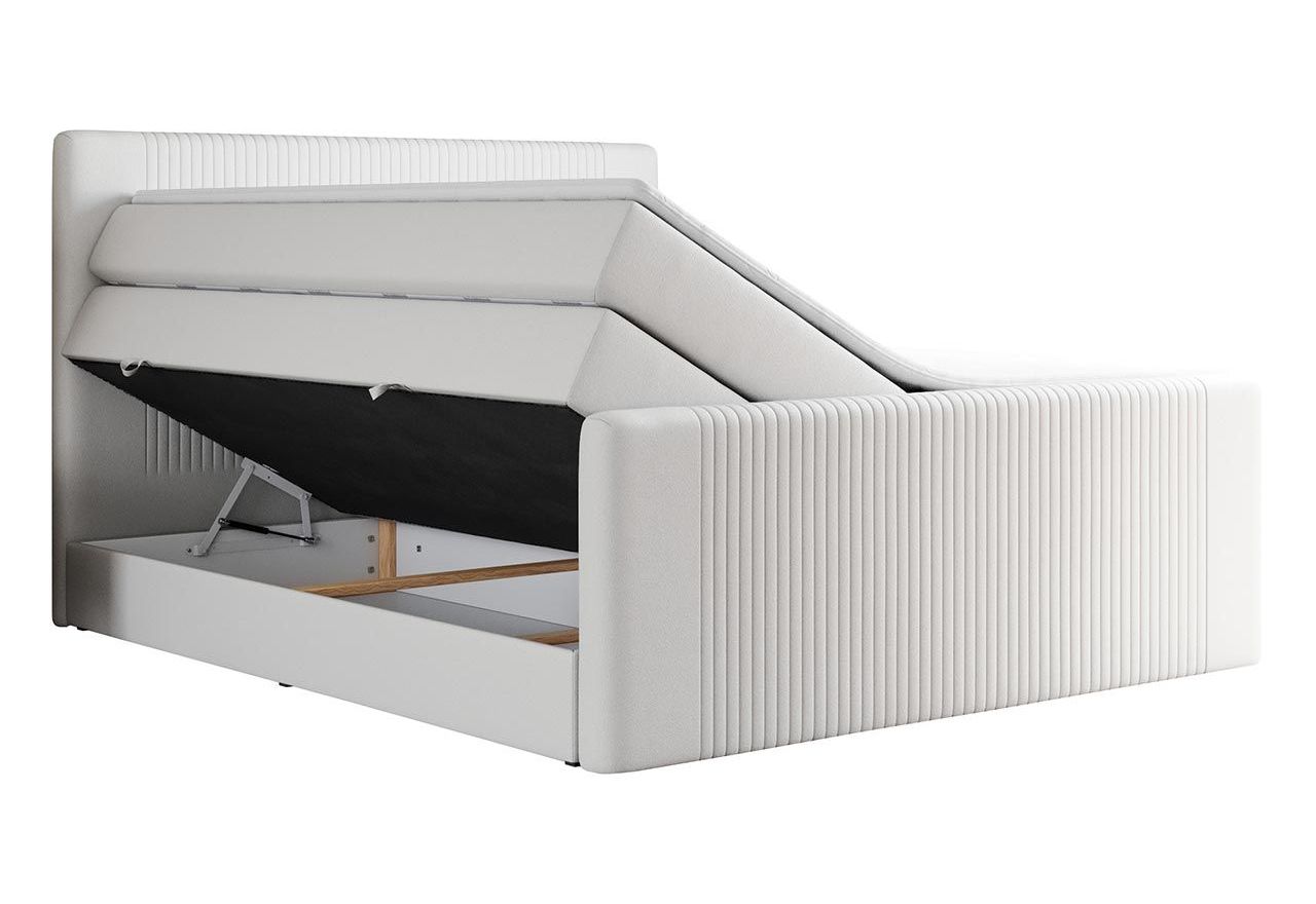 Łóżko kontynentalne KING DOREN 160x200 - H3 - biały, ekoskóra