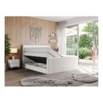 Łóżko kontynentalne KING DOREN 180x200 - H3 - biały, ekoskóra