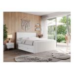 Łóżko kontynentalne KING DOREN 200x200 - H3 - biały, ekoskóra