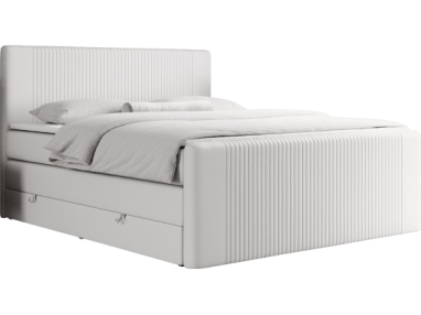 Łóżko kontynentalne KING DOREN 200x200 - H3 - biały, ekoskóra