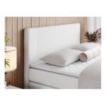 Łóżko kontynentalne KING DOREN 200x200 - H3 - biały, ekoskóra