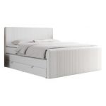 Łóżko kontynentalne KING DOREN 200x200 - H3 - biały, ekoskóra