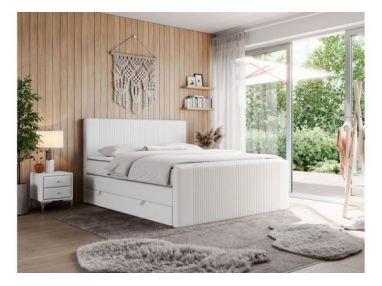 Łóżko kontynentalne KING DOREN 120x200 - H4 - biały, ekoskóra