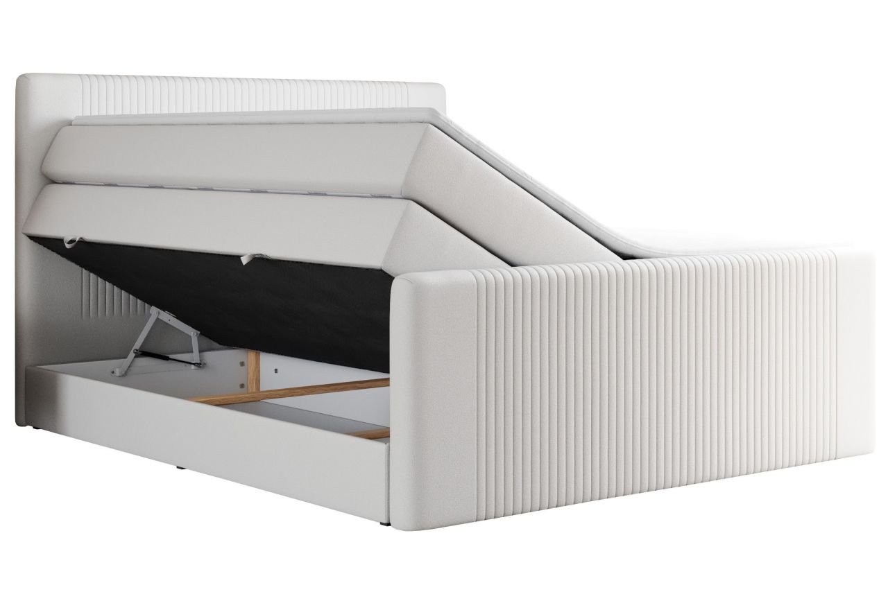 Łóżko kontynentalne KING DOREN 120x200 - H4 - biały, ekoskóra