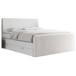 Łóżko kontynentalne KING DOREN 160x200 - H4 - biały, ekoskóra