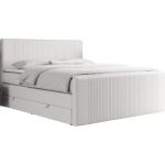 Łóżko kontynentalne KING DOREN 200x200 - H4 - biały, ekoskóra