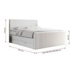 Łóżko kontynentalne KING DOREN 200x200 - H4 - biały, ekoskóra