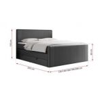 Łóżko kontynentalne KING DOREN 120x200 - H3 - ciemnoszary, ekoskóra