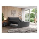 Łóżko kontynentalne KING DOREN 160x200 - H3 - ciemnoszary, ekoskóra