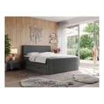 Łóżko kontynentalne KING DOREN 180x200 - H3 - ciemnoszary, ekoskóra