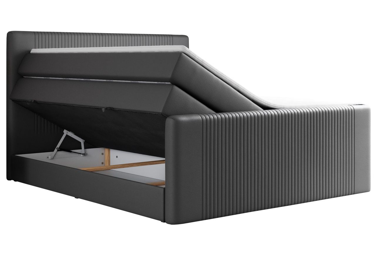 Łóżko kontynentalne KING DOREN 180x200 - H3 - ciemnoszary, ekoskóra