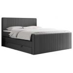 Łóżko kontynentalne KING DOREN 200x200 - H3 - ciemnoszary, ekoskóra