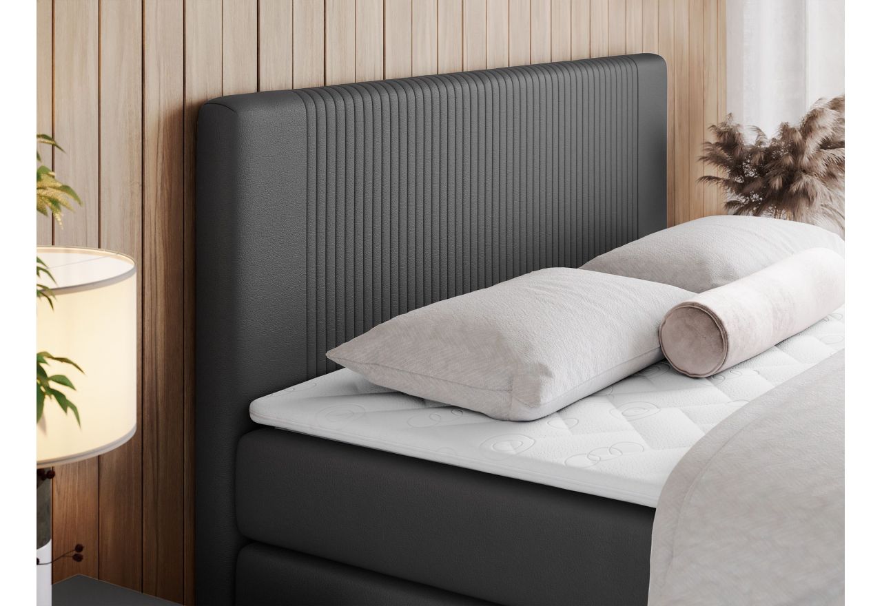 Łóżko kontynentalne KING DOREN 180x200 - H4 - ciemnoszary, ekoskóra