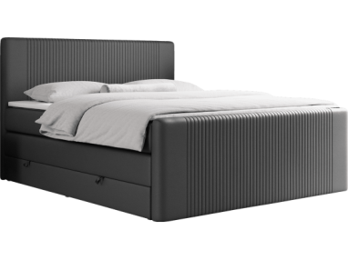 Łóżko kontynentalne KING DOREN 200x200 - H4 - ciemnoszary, ekoskóra