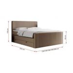 Łóżko kontynentalne KING DOREN 120x200 - H3 - brązowy, ekoskóra