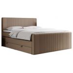 Łóżko kontynentalne KING DOREN 140x200 - H3 - brązowy, ekoskóra