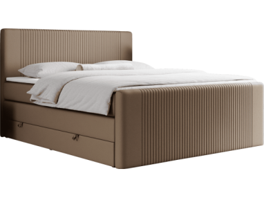 Łóżko kontynentalne KING DOREN 180x200 - H3 - brązowy, ekoskóra