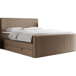 Łóżko kontynentalne KING DOREN 180x200 - H3 - brązowy, ekoskóra