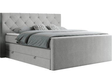 Łóżko kontynentalne KING VELEN 140x200 - H3 - jasnoszary, struktura