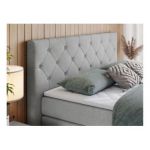 Łóżko kontynentalne KING VELEN 140x200 - H3 - jasnoszary, struktura