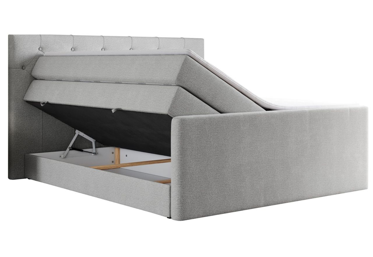 Łóżko kontynentalne KING VELEN 160x200 - H3 - jasnoszary, struktura