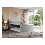 Łóżko kontynentalne KING VELEN 180x200 - H3 - jasnoszary, struktura