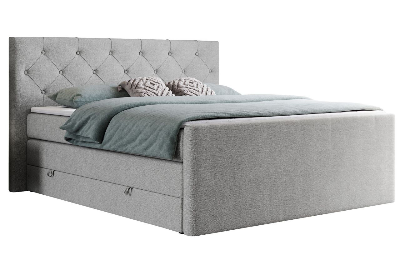 Łóżko kontynentalne KING VELEN 180x200 - H3 - jasnoszary, struktura