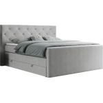 Łóżko kontynentalne KING VELEN 200x200 - H3 - jasnoszary, struktura