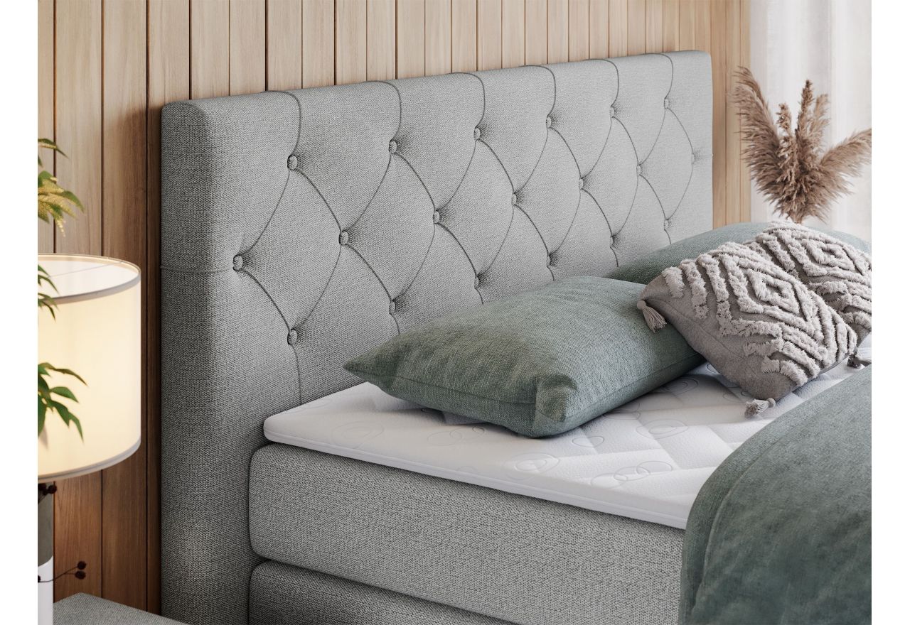 Łóżko kontynentalne KING VELEN 200x200 - H3 - jasnoszary, struktura